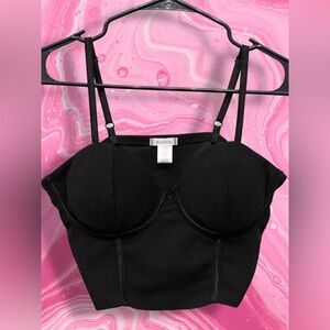 Bozzolo Black Corset Bustier Crop‎ Top